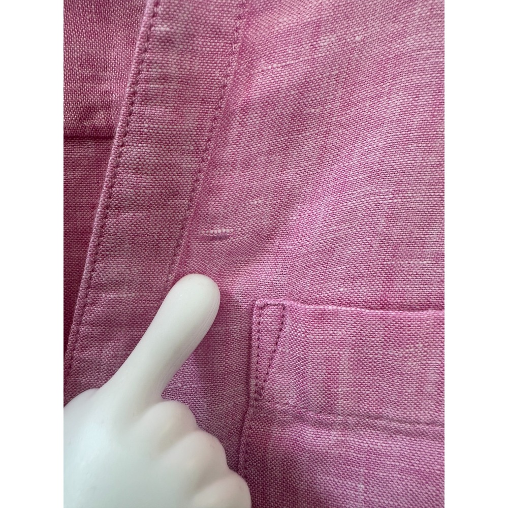Christian Siriano 100% Linen Button Front Shirt Roll Tab Small Pink Resortwear - Picture 6 of 11